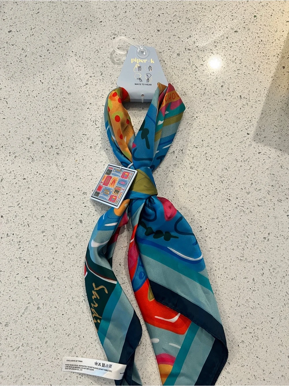 Piper Blue Multicolor Printed Silk-Like Scarf